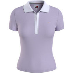Tommy Hilfiger Γυναικεία Μπλούζα Polo Κοντομάνικη Λιλά DW0DW17225-W06