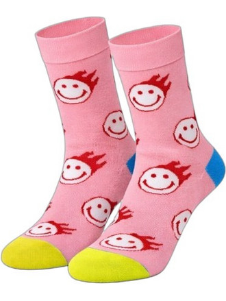 HoHo Socks Smilies Βαμβακερές Ανδρικές Κάλτσες Ψηλές με Σχέδια Ροζ JT-0001-7