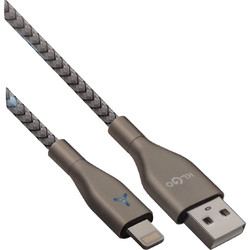 KLGO S-110 Braided USB-A to Lightning Cable 1m Grey