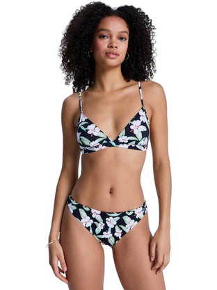 Roxy Bikini Set Τριγωνάκι Floral Μαύρο Λευκό ERJX203597-KVJ2