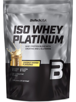 Biotech USA Iso Whey Platinum Coconut Mango Πρωτεΐνη Ορού Γάλακτος Γράμμωσης Χωρίς Γλουτένη 454gr