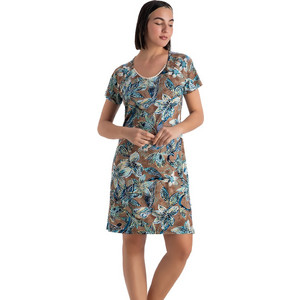 Rachel Mini Καλοκαιρινό Καθημερινό Φόρεμα Floral Μεταξωτό Καφέ 13684-3301