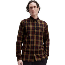 Fred Perry Ανδρικό Πουκάμισο Βαμβακερό Καρό Μακρυμάνικο Κανονική Γραμμή Καφέ M1742-OXBLOOD