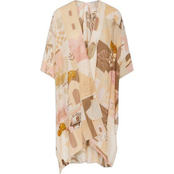 Funky Buddha Γυναικεία Ζακέτα Κιμονό Μακριά Μπεζ FBL013-462-10