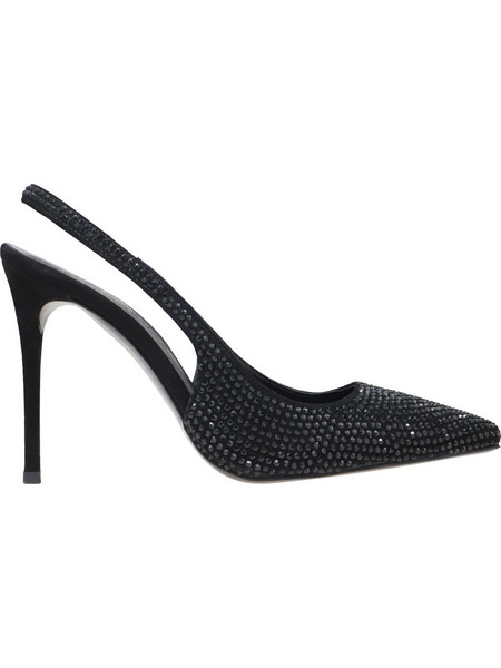 Haralas Γόβες Slingback Δερμάτινες με Τακούνι Στιλέτο με Στρας Μαύρες M405