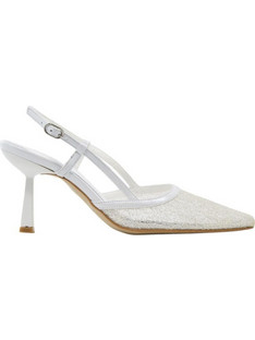 PieDini Γόβες Slingback Δερμάτινες με Λεπτό Ψηλό Τακούνι Λευκές 1791071