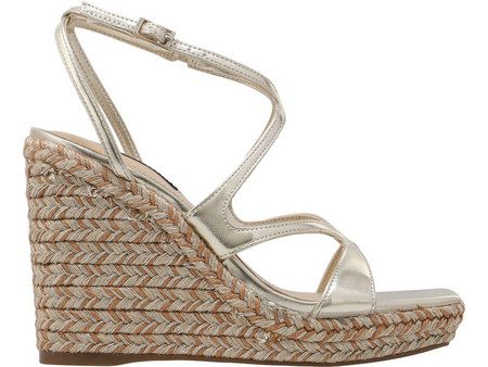 Nine West ADRIANE3 Καλοκαιρινές Γυναικείες Πλατφόρμες Ψηλές Δερμάτινες Χρυσές 71-710