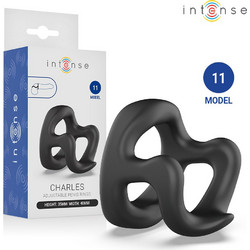Intense Model 11 Charles Adjustable Penis Ring Ελαστικό Δαχτυλίδι Πέους & Όρχεων Σιλικόνης Μαύρο