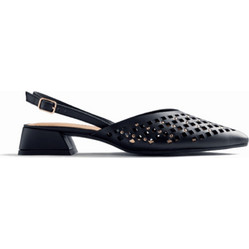 Gioseppo Γόβες Slingback Δερμάτινες με Χοντρό Χαμηλό Τακούνι Μαύρες 79015