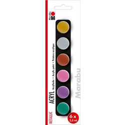 Marabu Metallic Σετ Ακρυλικά Χρώματα Ζωγραφικής 3.5ml 6τμχ