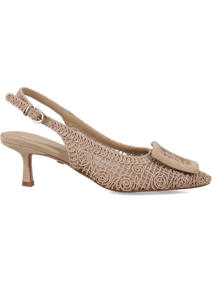 Migato Γόβες Slingback Δερμάτινες με Λεπτό Χαμηλό Τακούνι Μπεζ 100045593-010
