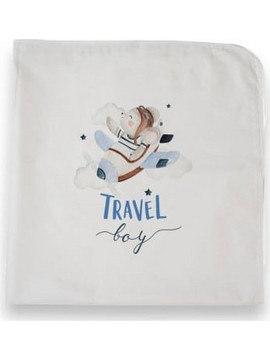 Bonjour Bebe Travel Boy Πάνα Αγκαλιάς Χασέ Λευκή 75x75cm