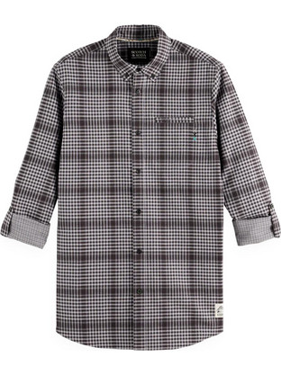 Scotch & Soda Ανδρικό Πουκάμισο Βαμβακερό Καρό Μακρυμάνικο Κανονική Γραμμή Καφέ 181255-001