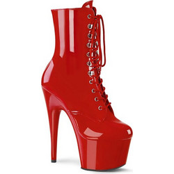 Pleaser Adore 1020 Γυναικεία Μποτάκια Αστραγάλου Λουστρίνι Κόκκινα με Λεπτό Πολύ Ψηλό Τακούνι 885487752266 7inches 18cm