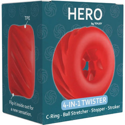 ToyJoy Hero 4 in 1 Twister Ελαστικό Δαχτυλίδι Πέους 60mm Κόκκινο