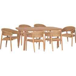 HomeMarkt Cort Σετ Τραπεζαρία Κήπου Μασίφ Ξύλο 7τμχ Καφέ HM10908