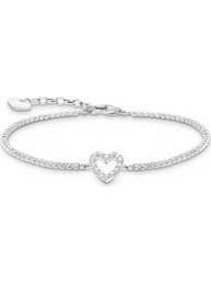 Thomas Sabo Γυναικείο Βραχιόλι Ριβιέρα με Καρδιά από Ασήμι 925 με Ζιργκόν A2177-051-14