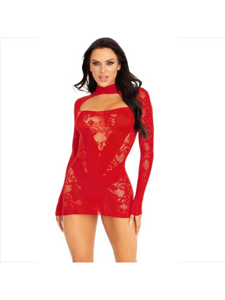 Leg Avenue Sexy Φόρεμα Διχτυωτό με Δαντέλα Κόκκινο D-237734