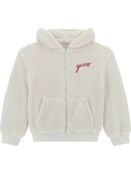 Guess Παιδική Ζακέτα Fleece με Κουκούλα και Φερμουάρ Μπεζ H5YJ02W0330-G018