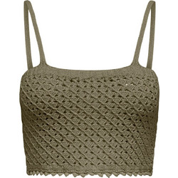 Only Γυναικείο Καλοκαιρινό Crop Top Πλεκτό Χακί 15315836