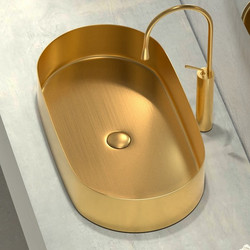 Ravenna Επικαθήμενος Νιπτήρας Μπάνιου Οβάλ Inox 65x38x11cm Χρυσός