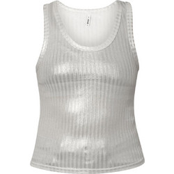 Only Γυναικείο Καλοκαιρινό Crop Top Ριπ Ασημί 15336766