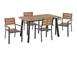 HomeMarkt Taber Σετ Τραπεζαρία Κήπου Αλουμίνιο 5τμχ Καφέ Μαύρο HM21197