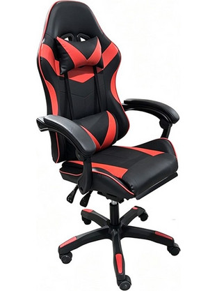 Zita Plus A9937 Καρέκλα Gaming Δερματίνης με Υποπόδιο Κόκκινη Μαύρη 01.0429