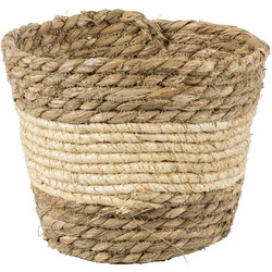 Globostar Kythira Κασπώ Καλάθι Δαπέδου Λευκό Μπεζ 18x15cm 20272