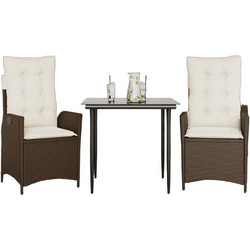 Vidal Σετ Έπιπλα Κήπου Rattan 3τμχ Καφέ 3038935