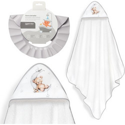 Interbaby Bear Σετ Βρεφικό Μπουρνούζι Κάπα Λευκό Γκρι 100x100cm 2τμχ
