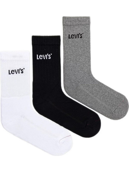 Levi's Ανδρικές Κάλτσες Ψηλές Λευκές Μαύρες Γκρι 3Pack 701239475-003