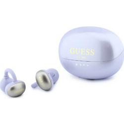 Guess Ear-Phones Ows Metalic Finish Electropated Parts Classic Logo Ακουστικά Bluetooth Open Ear Ανθεκτικά στο Νερό Purple