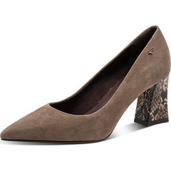 Tamaris Γόβες Suede με Χοντρό Ψηλό Τακούνι Καφέ 1-22427-43-334