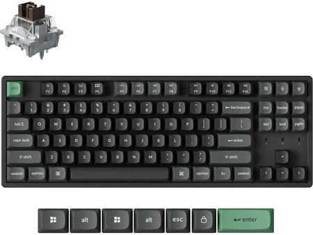 Keychron K8 Ultra 8K Ασύρματο Μηχανικό Gaming Πληκτρολόγιο TenKeyLess με Keychron Apex Brown Διακόπτες RGB Black