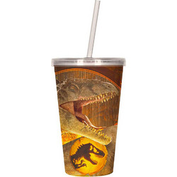 Ποτήρι Νερού Πλαστικό με Καλαμάκι Jurassic Park Dominion 3D lenticular 50ml 8435450255526