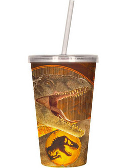 Ποτήρι Νερού Πλαστικό με Καλαμάκι Jurassic Park Dominion 3D lenticular 50ml 8435450255526