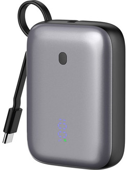 Platinet PMPB1020C Power Bank 10000mAh 20W με Ενσωματωμένο Καλώδιο USB-C Black