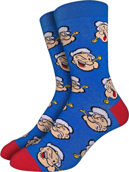 Good Luck Sock Popeye Faces Ανδρικές Κάλτσες Ψηλές με Σχέδια Royal Blue GLS-1615