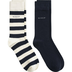 Gant Ανδρικές Κάλτσες Ψηλές Navy Μπλε Λευκές 2Pack 3G9960261-130