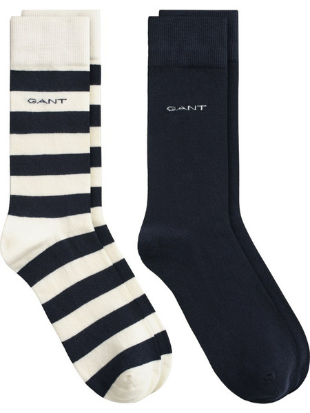 Gant Ανδρικές Κάλτσες Ψηλές Navy Μπλε Λευκές 2Pack 3G9960261-130