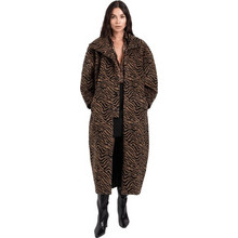 Toi & Moi Γυναικείο Παλτό Μάλλινο Οversized Animal Print Μακρύ Σοκολατί 60-1783-226