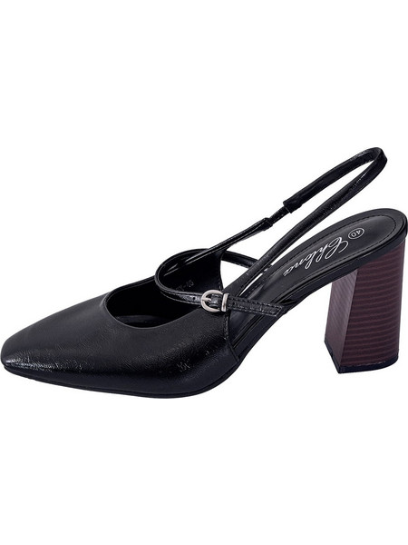Celestino Γόβες Slingback Λουστρίνι με Χοντρό Ψηλό Τακούνι Μαύρες WU1760.A046.1