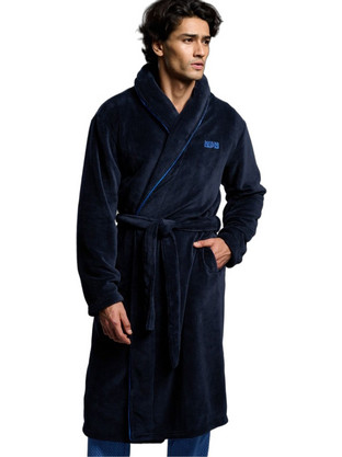 Muydemi Χειμωνιάτικη Ανδρική Ρόμπα Fleece Navy Μπλε 26439