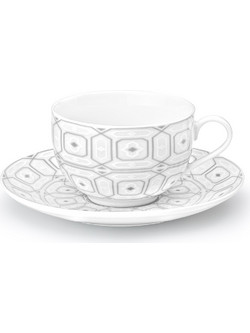 Cryspo Trio Ovvio Σετ Φλιτζάνια Cappuccino & Τσαγιού Πορσελάνης Λευκά Γκρι 220ml 6τμχ 25.627.16