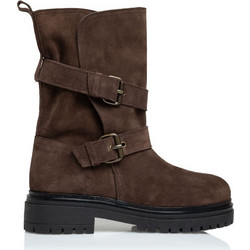 Sante Γυναικεία Μποτάκια Biker Suede Σοκολατί 25-525