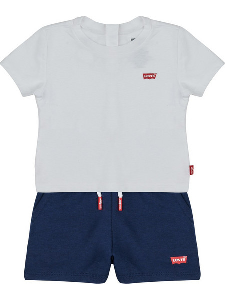 Levi's Βρεφικό Σετ για Αγόρι Καλοκαιρινό Λευκό Navy Μπλε 6EK813-W1T