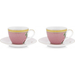 Pip Studio La Majorelle Σετ Φλιτζάνια Espresso & Ελληνικού Καφέ Πορσελάνης Ροζ 120ml 2τμχ 51004107