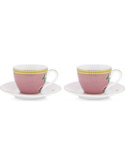 Pip Studio La Majorelle Σετ Φλιτζάνια Espresso & Ελληνικού Καφέ Πορσελάνης Ροζ 120ml 2τμχ 51004107