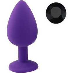 Guilty Toys Silicone Medium Πρωκτική Σφήνα Diamond Plug 8cm Μαύρη Μωβ